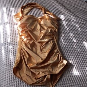 Gold Pinup Esther Williams Retro Swimsuit ModCloth